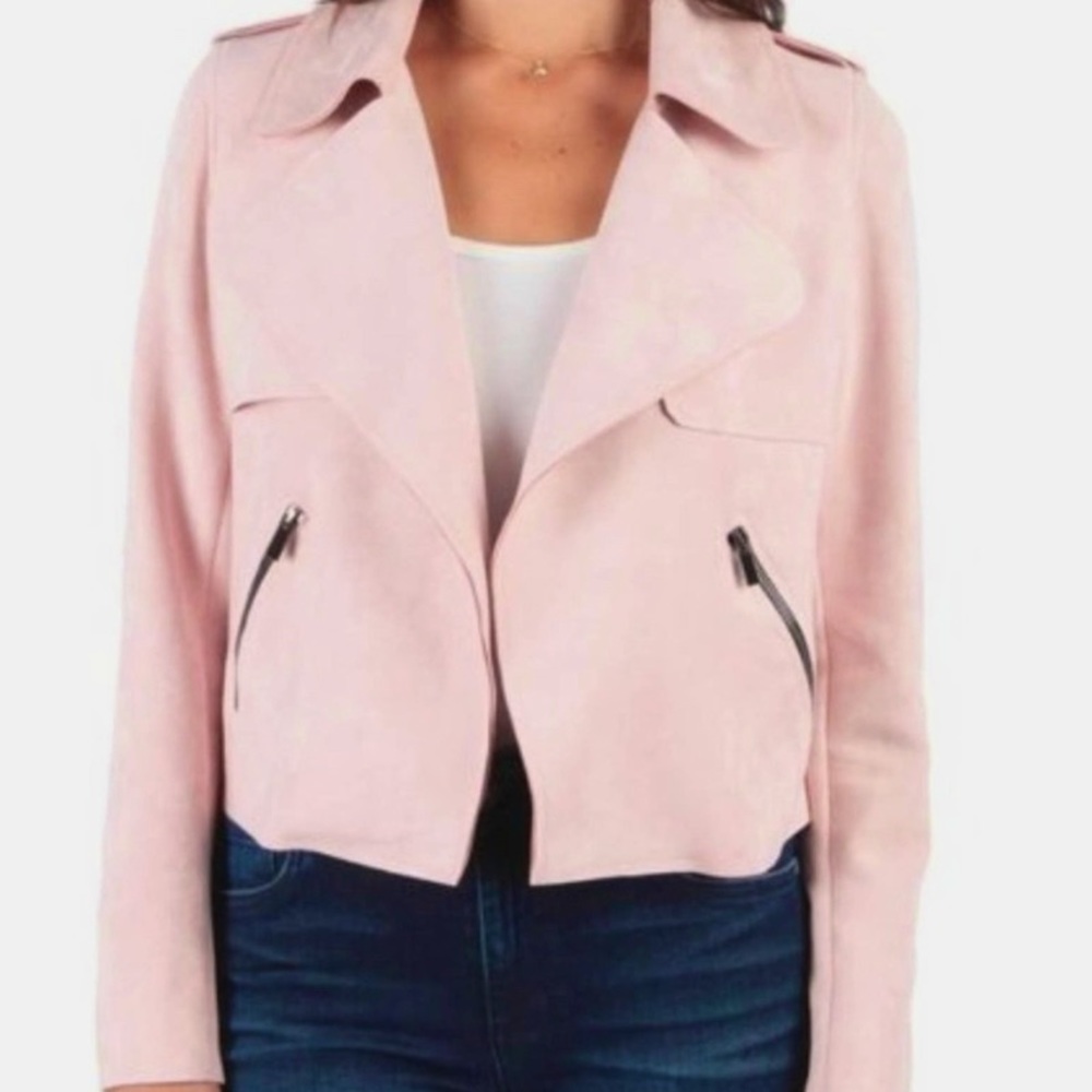 Kut from the Kloth Jacee Draped Moto Jacket Medium Barbie pink